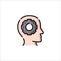 A person's head with a gear in it vector