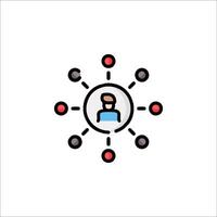 A person is surrounded by circles and connected dots vector