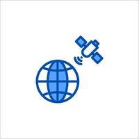 A satellite and globe icon on a white background vector