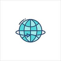 The globe icon with a blue line around it vector