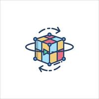 A cube with a colorful design on it vector