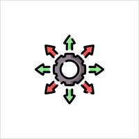 A gear wheel with arrows pointing in different directions vector