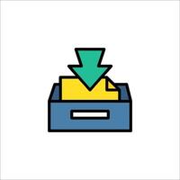 A box with a green arrow pointing to it vector