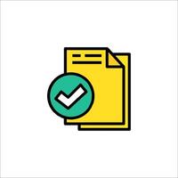 A check mark icon with a document and a check mark vector