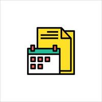 A calendar icon with a paper and a pen vector