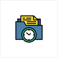 A clock and folder icon on a white background vector