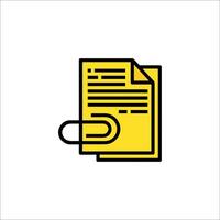 A yellow document icon with a paper clip vector