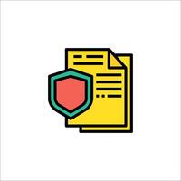 A document with a shield icon vector