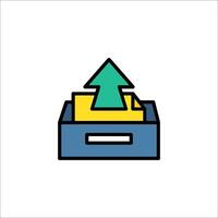 A box with a green arrow pointing up on top vector