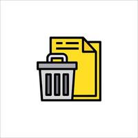 A trash can with a paper document icon vector