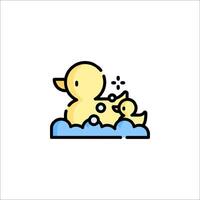 A cartoon duck in a bathtub with a baby duck vector