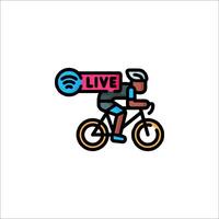 A cyclist riding a bike with the word live on it vector