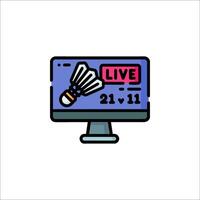 A computer monitor with a badminton racket and the words live on it vector