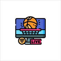Basketball live icon with a basket and a ball vector