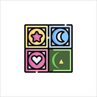 A square with four different colored stars and hearts vector