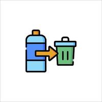 A trash can and a bottle with a green arrow vector