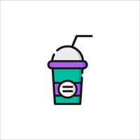 A drink icon with a straw and a drink inside vector