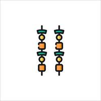 A pair of earrings with a black and orange design vector