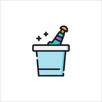 A bucket with a bottle of champagne in it vector