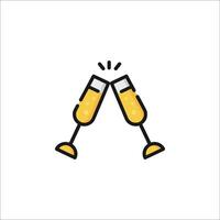 Two champagne glasses with a toast icon vector