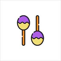 Two lollipops on sticks with purple and yellow colors vector