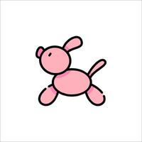 A pink dog with a long tail on a white background vector