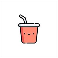 A cup with a straw and a smiley face vector