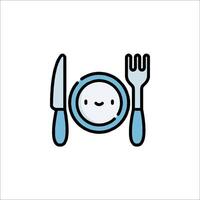 A plate with a fork and knife on it vector