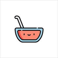 A bowl with a spoon and a smiley face vector