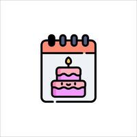 Calendar icon with a cake on it vector