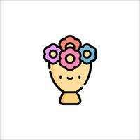 A flower vase with a smiley face on it vector
