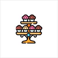 A cake stand with cupcakes on it vector
