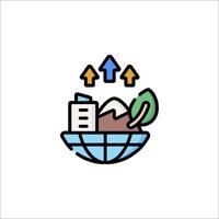 A flat line icon of a plant and a building vector