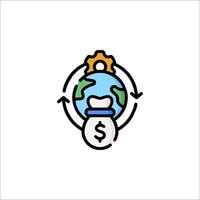 A globe with money in it and a dollar sign vector