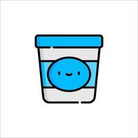 A blue container with a smiley face on it vector