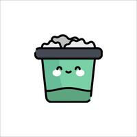 A green bucket with a face and a smile vector