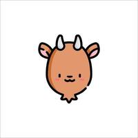 A cartoon goat with horns on its head vector
