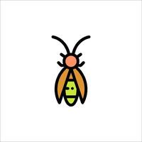 A bug icon with a green and orange color vector
