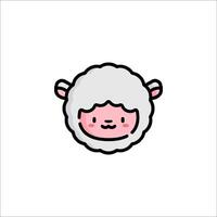 A cute sheep face with pink eyes vector