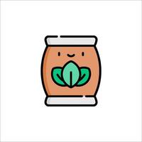 A jar with a green leaf on it vector