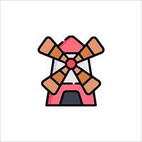 A windmill icon in a flat style vector