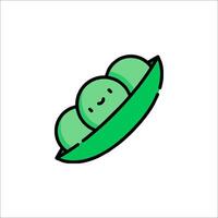 A green pea pod with two peas inside vector