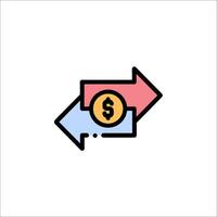 A dollar sign and an arrow pointing to each other vector