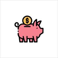 Piggy bank icon with dollar coin vector