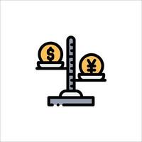 A balance scale with two coins and a dollar sign vector