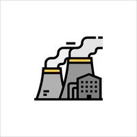 A black and white image of a factory with smoke coming out of the chimneys vector