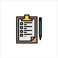 Checklist icon with pen and clipboard on white background vector