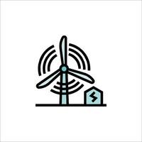 A wind turbine and a house with a lightning bolt vector