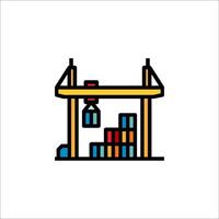 A crane with a stack of boxes on it vector