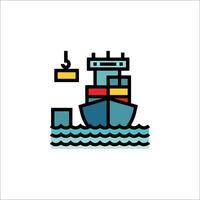 A container ship in the ocean with a crane vector